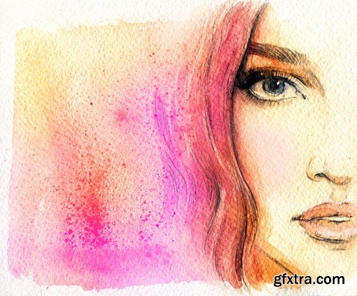watercolor beautiful woman face 13x JPEG watercolor beautiful woman face 13x JPEG