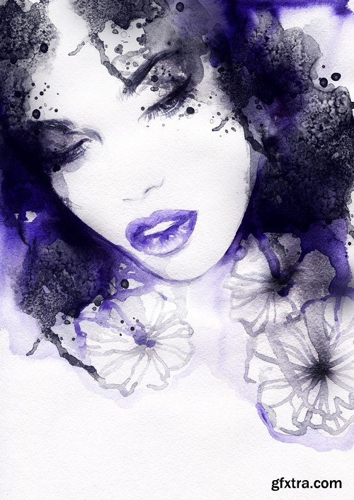watercolor beautiful woman face 13x JPEG watercolor beautiful woman face 13x JPEG