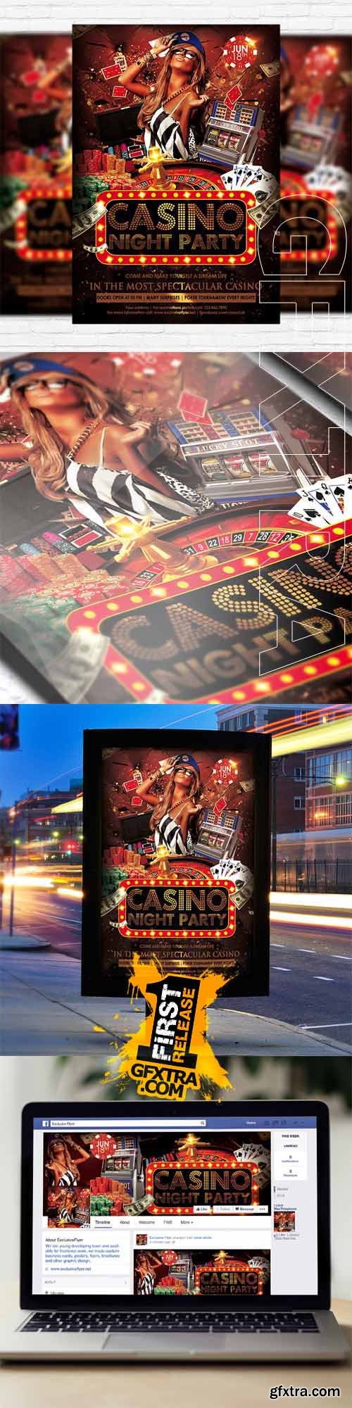Casino Night Party - Flyer Template + Facebook Cover Casino Night Party - Flyer Template + Facebook Cover