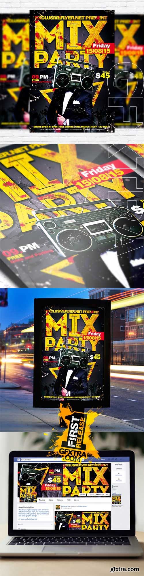 Mix Party - Flyer Template + Facebook Cover