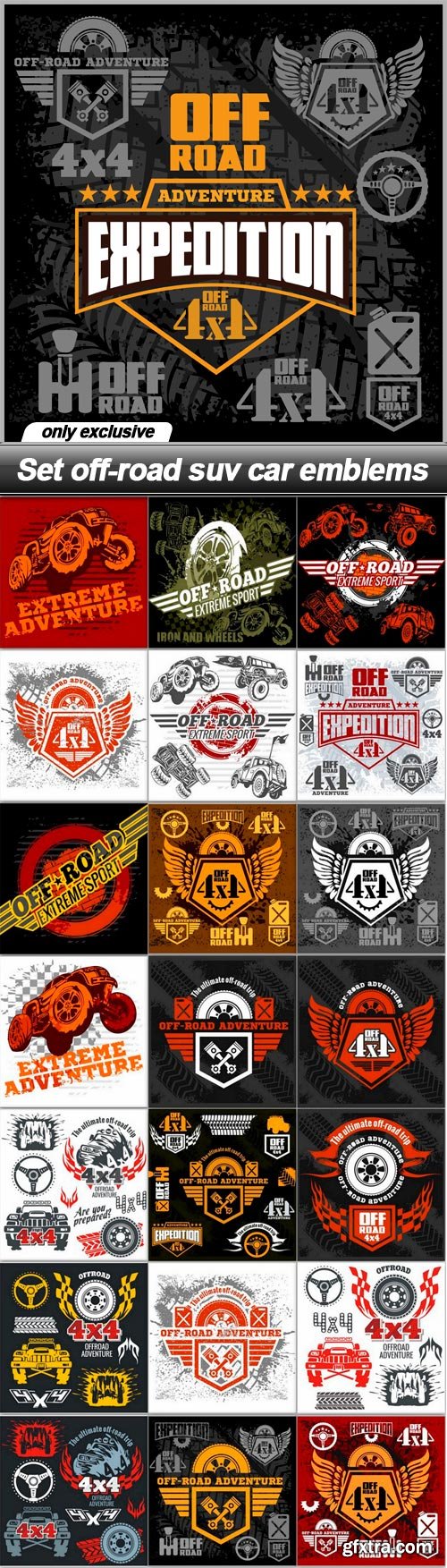 Set off-road suv car emblems - 22 EPS