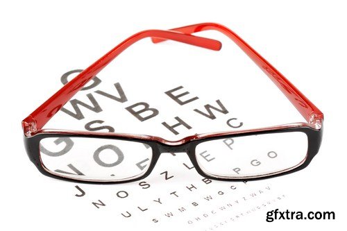 Reading glasses on eye chart 13X JPEG