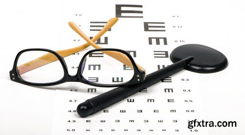 Reading glasses on eye chart 13X JPEG