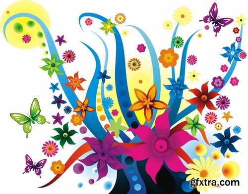 Collection background is a flower vector image 25 EPS