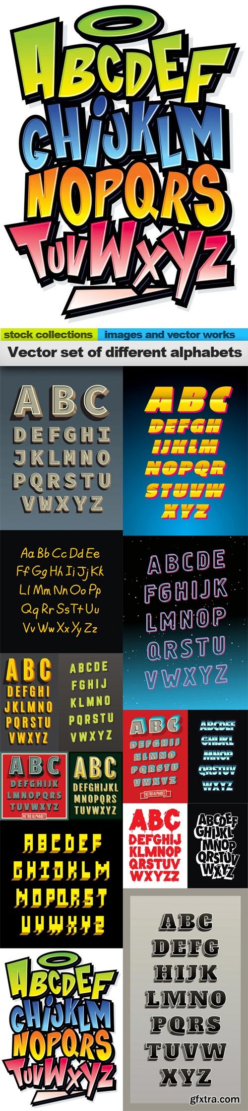 Vector set of different alphabets, 15 x EPS