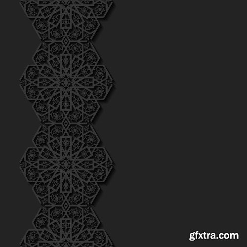 Abstract black background with floral pattern