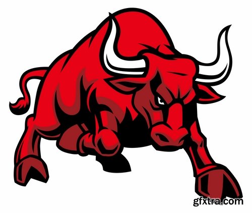 Collection of bull cow logo cartoon vector image 25 EPS