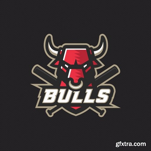 Collection of bull cow logo cartoon vector image 25 EPS