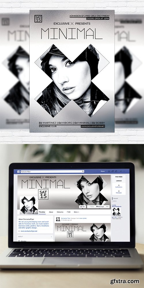 Minimal Party - Flyer Template + Facebook Cover