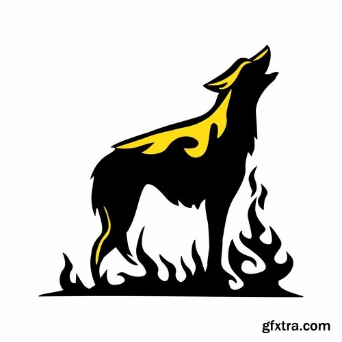 Collection logo with an illustration of an animal on fire 25 EPS