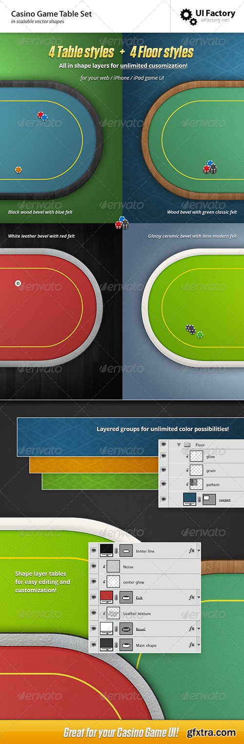 GraphicRiver - Casino Poker Table Set (4 styles) 723275 GraphicRiver - Casino Poker Table Set (4 styles) 723275