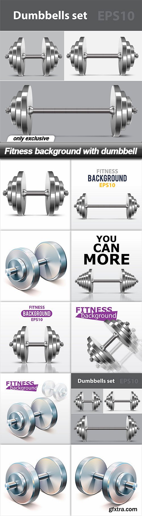Fitness background with dumbbell - 10 EPS