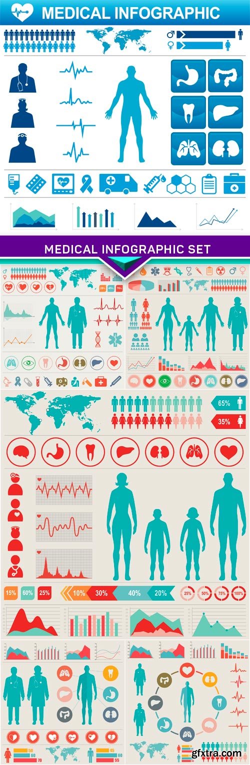 Medical Infographic set Vector illustration 6x EPS