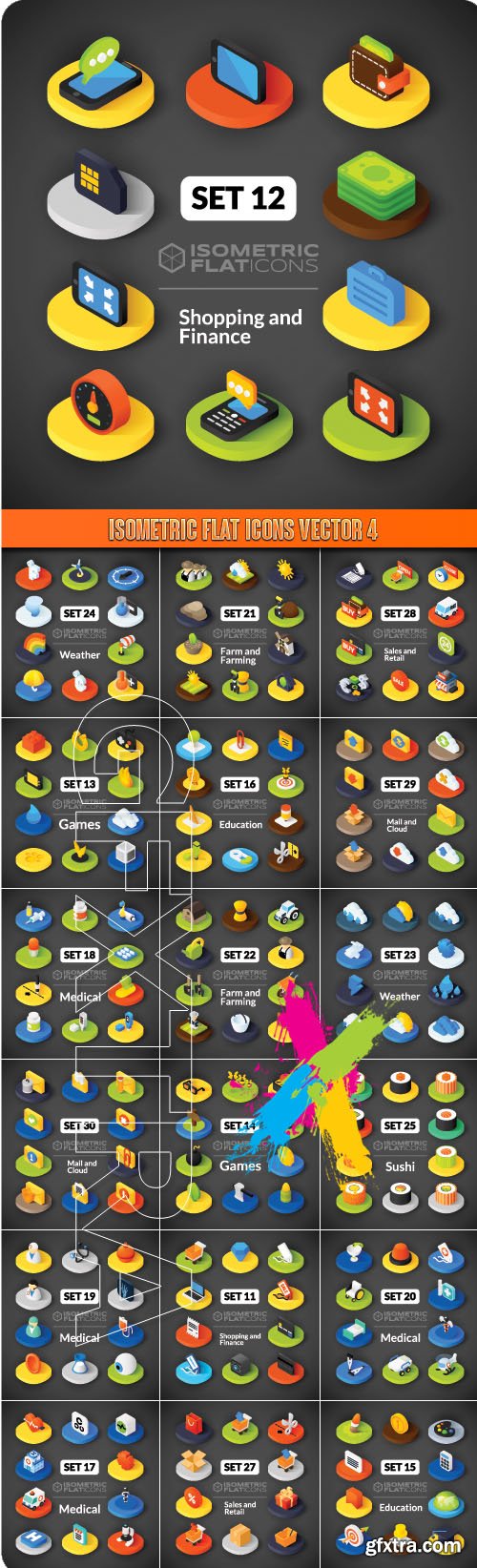 Isometric flat icons vector 4