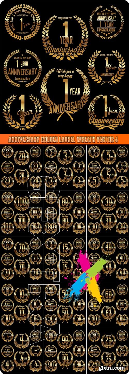 Anniversary golden laurel wreath vector 4