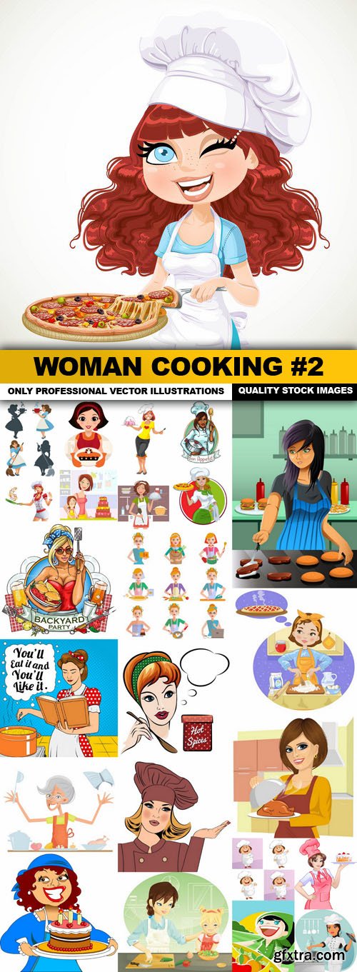 Woman Cooking #2 - 25 Vector