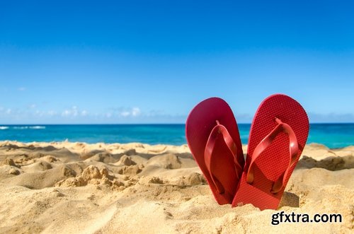 Collection of beach slippers flip flops holiday vacation beach sea decoration 25 HQ Jpeg