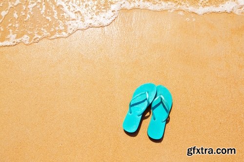 Collection of beach slippers flip flops holiday vacation beach sea decoration 25 HQ Jpeg