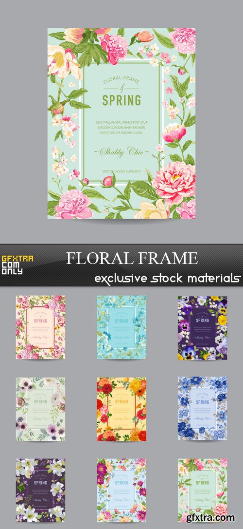 Floral Frame - 9 EPS