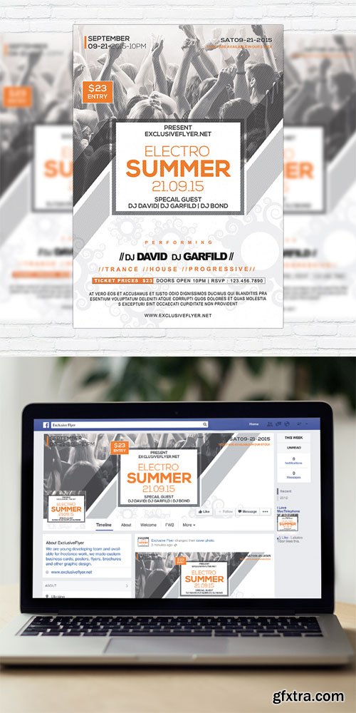 Electro Summer - Flyer Template + Facebook Cover Electro Summer - Flyer Template + Facebook Cover