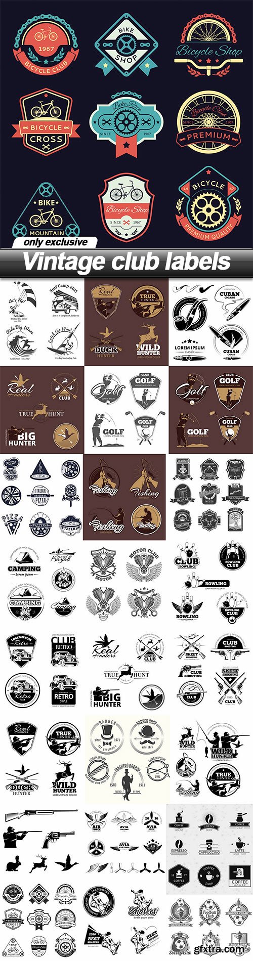 Vintage club labels - 25 EPS