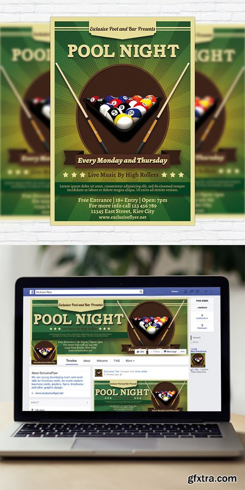 Pool Night - Flyer Template + Facebook Cover Pool Night - Flyer Template + Facebook Cover