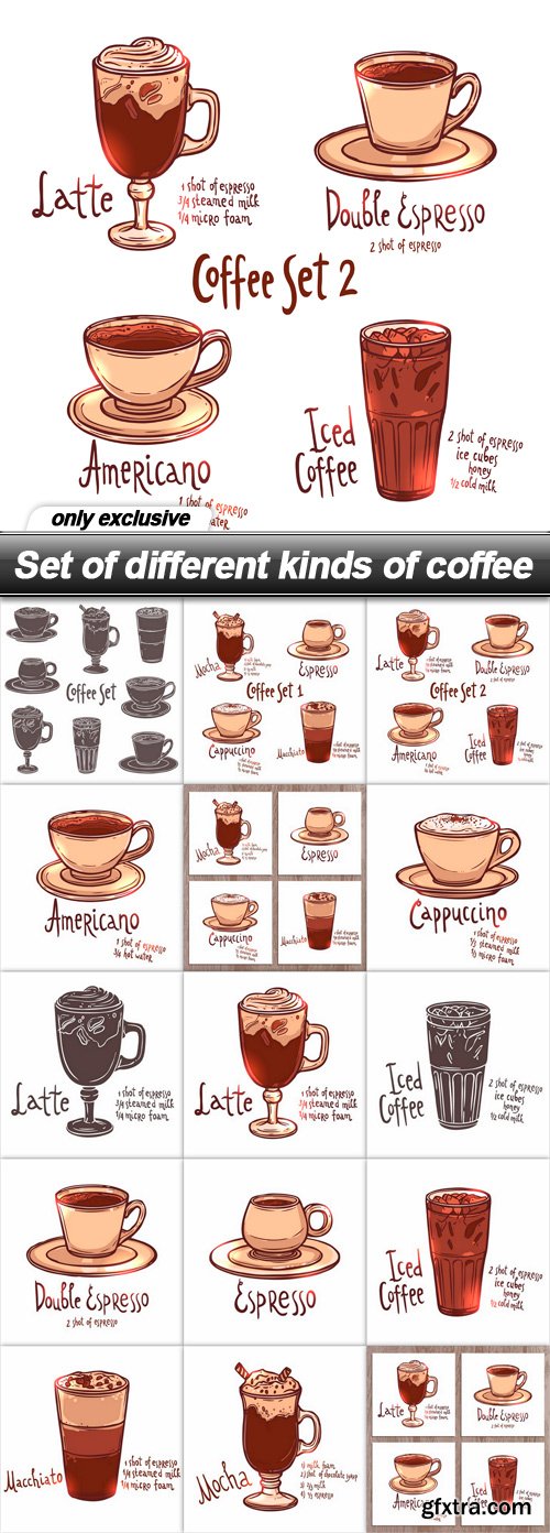 Set of different kinds of coffee - 15 EPS