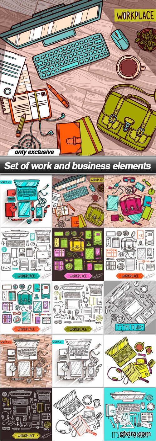 Set of work and business elements - 15 EPS
