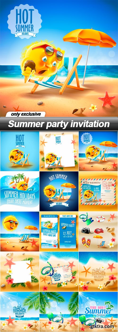 Summer party invitation - 15 EPS