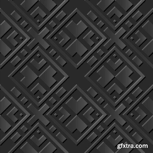 Seamless 3D Elegant Dark Paper Art Patterns #1, 25xEPS