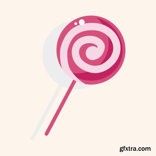 Collection of sweet caramel candy on a stick vector image 25 EPS
