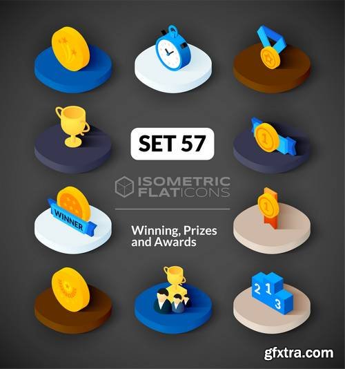 Isometric Flat Icons - 3D Pictograms, Business #2, 12xEPS