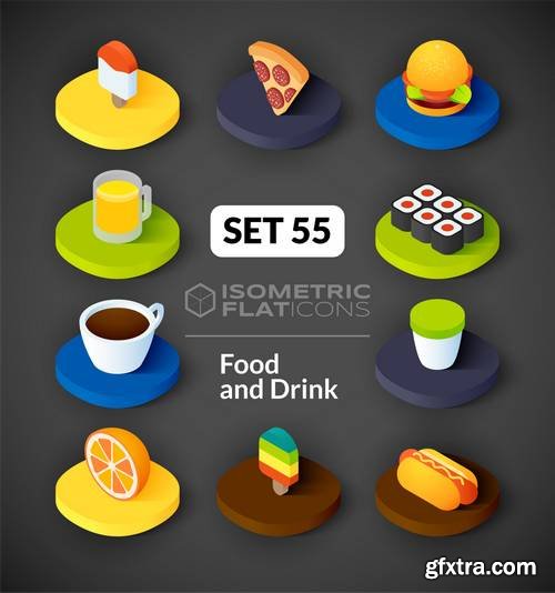 Isometric Flat Icons - 3D Pictograms, Business #2, 12xEPS