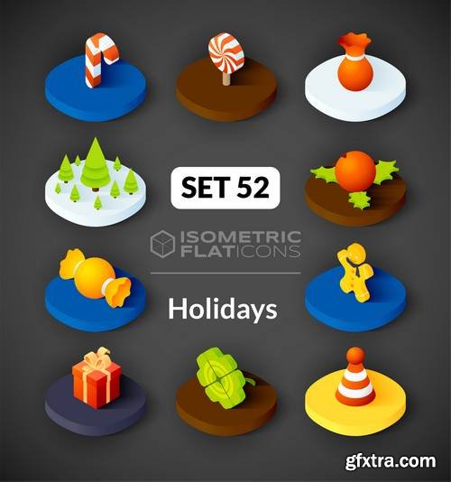Isometric Flat Icons - 3D Pictograms, Business #2, 12xEPS