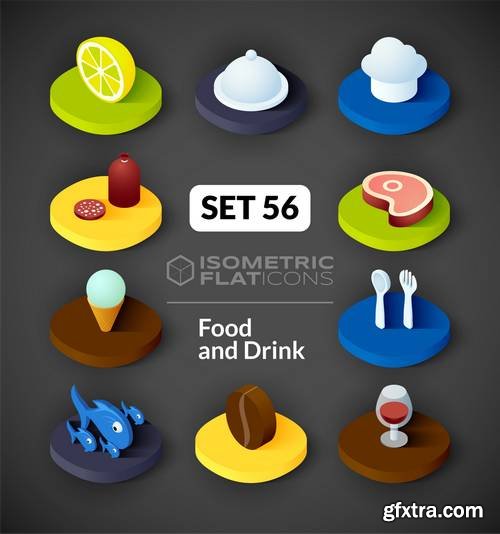 Isometric Flat Icons - 3D Pictograms, Business #2, 12xEPS