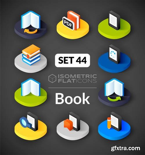 Isometric Flat Icons - 3D Pictograms, Business #2, 12xEPS