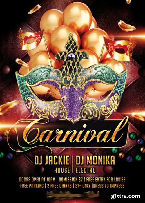 Carnival PSD Flyer Template with Facebook Cover