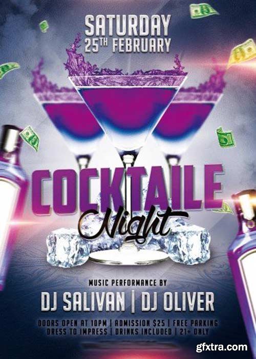 Cocktaile Night Flyer PSD Template + Facebook Cover