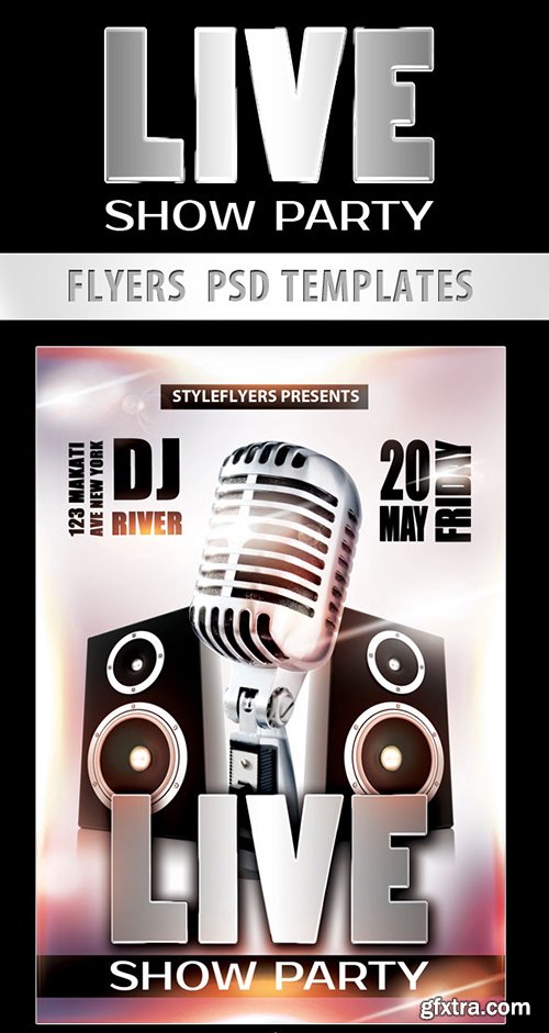 Live Show Party Flyer PSD Template + Facebook Cover