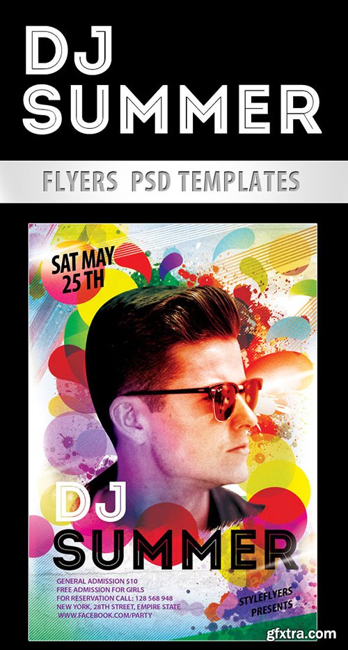 DJ Summer Flyer PSD Template + Facebook Cover