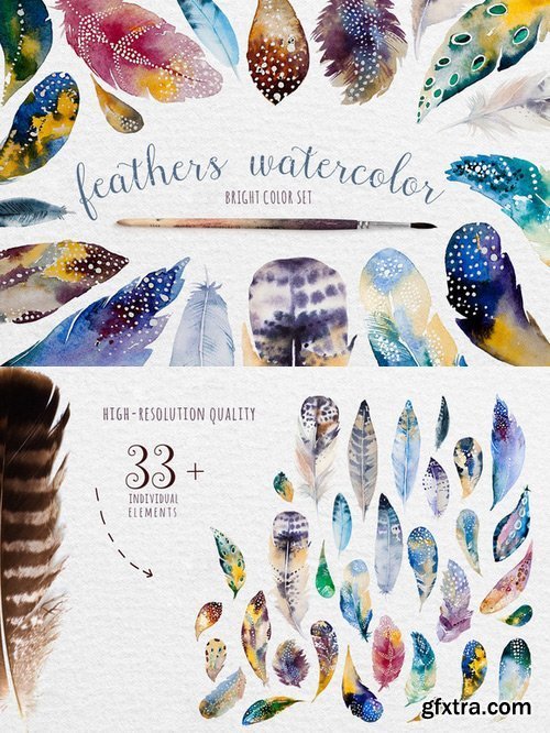CM - Watercolor feather DIY 333218 CM - Watercolor feather DIY 333218