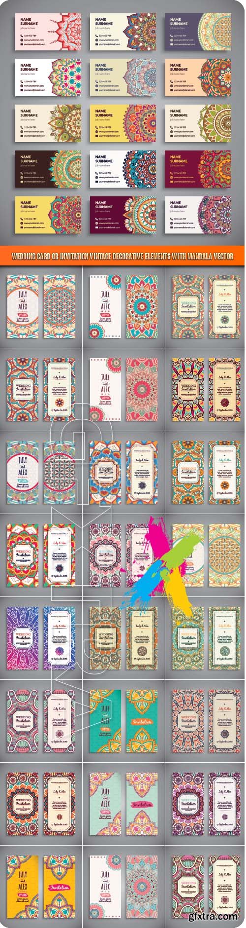 Wedding card or invitation vintage decorative elements with mandala vector