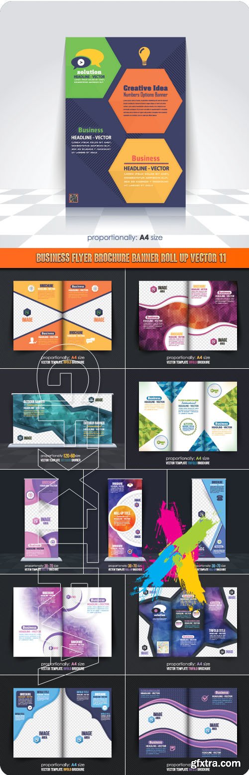 Business flyer brochure banner roll up vector 11