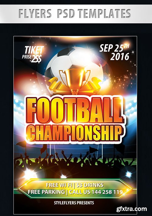 Football Championship Flyer PSD Template + Facebook Cover