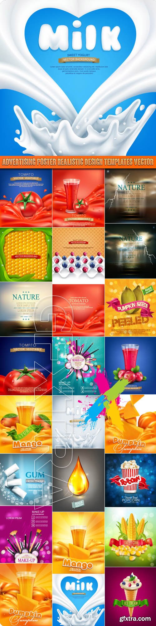 Advertising poster realistic design templates vector Advertising poster realistic design templates vector