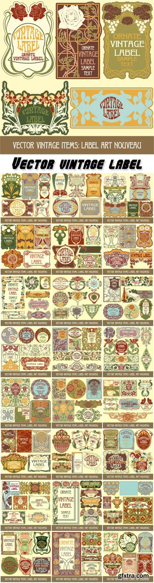 Vector Vintage Label Art Nouveau #1, 25xEPS Vector Vintage Label Art Nouveau #1, 25xEPS