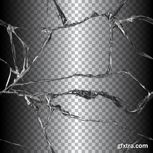 Collection of broken glass background is a fragment of the vector image 25 EPS