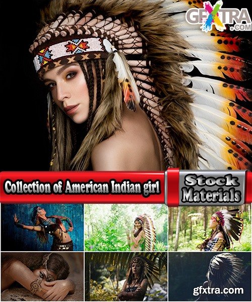 Collection of American Indian girl woman with feathers on the head 25 HQ Jpeg