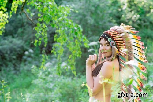 Collection of American Indian girl woman with feathers on the head 25 HQ Jpeg