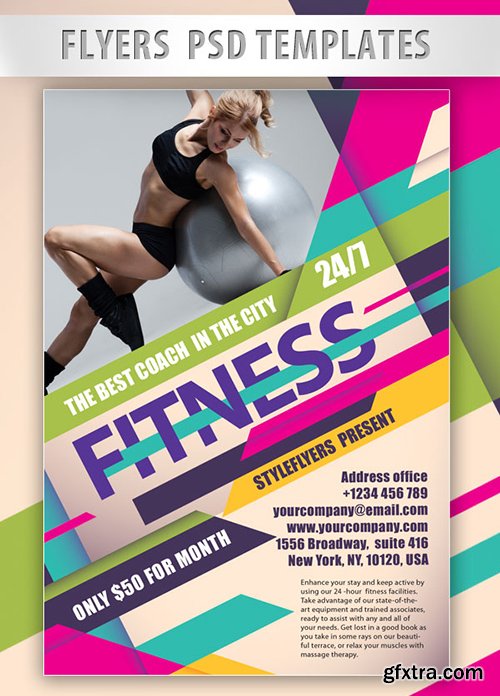Fitness PSD Flyer PSD Template + Facebook Cover
